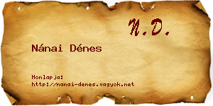 Nánai Dénes névjegykártya